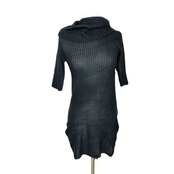 NEW Something Navy S Small Black Sweater Tunic Turtleneck Knit Half Sleeve - Picture 1 of 8